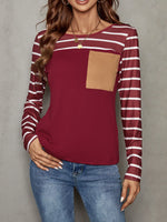 Casual Round Neck Stripes Tops Wholesale Womens Long Sleeve T Shirts