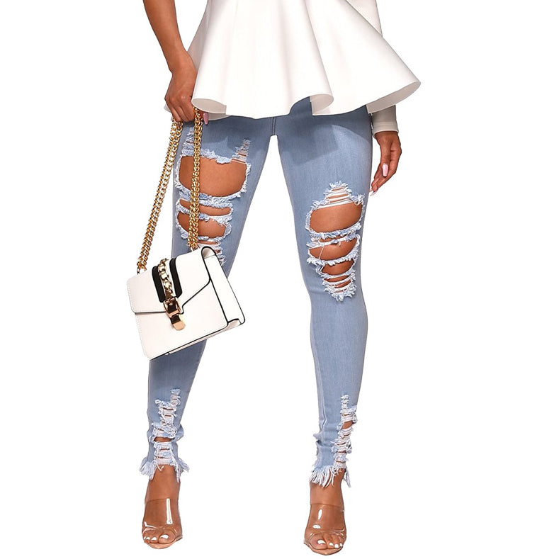 Casual Ripped Washed Wholesale Womens Jeans