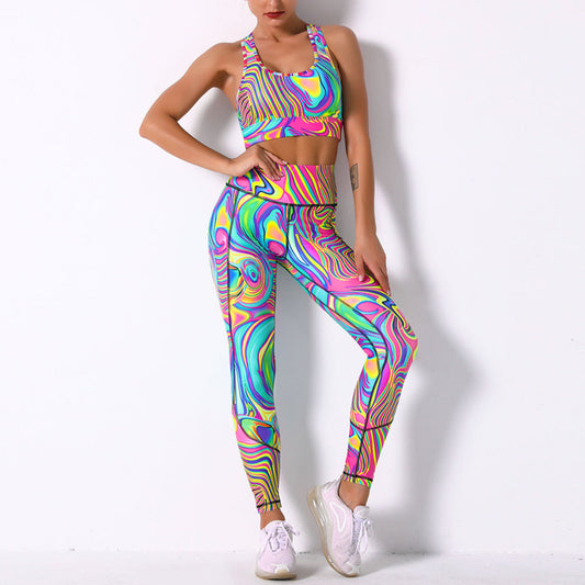 Printed Sport Bra & Leggings Workout Sets Wholesale Activewears