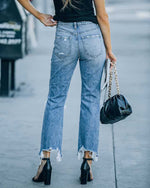 Street Style Trendy Straight-Leg Ripped Denim Trousers Wholesale Jeans
