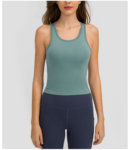 Sports Running Fitness Tank Top With Detachable Chest Pad Yoga Skinny Solid Color Wholesale Womens Activewear