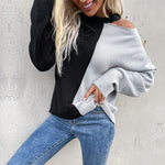 Long Sleeve Fashion Women Casual Pullover Colorblock Hollow Sweater Wholesale Clothing Vendors