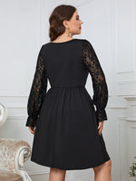 Lace Long Sleeve Fashion Swing Curvy Dresses Wholesale Plus Size Clothing