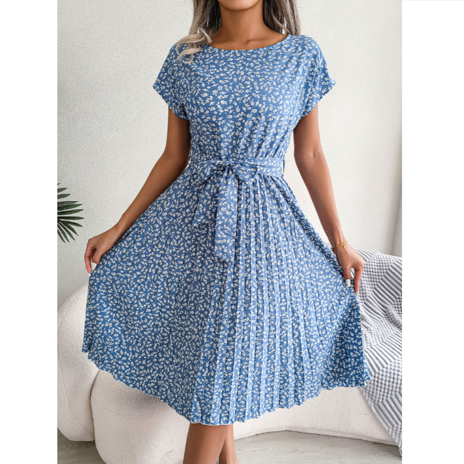 Casual Short-Sleeved Floral Print Swing Dress Wholesale Dresses