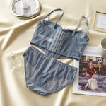 Stitching Lac`E Underwear Irregular Herringbone Bra Panty Set Wholesale Women'S Clothing