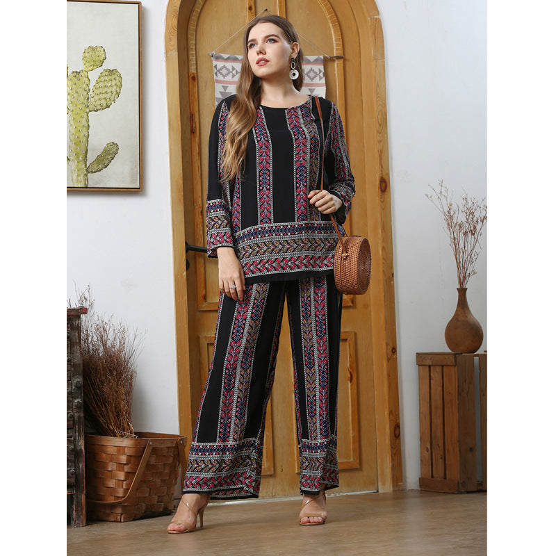 Curvy Pajamas 2pcs Sets Vintage Loungewear Wholesale Plus Size Clothing