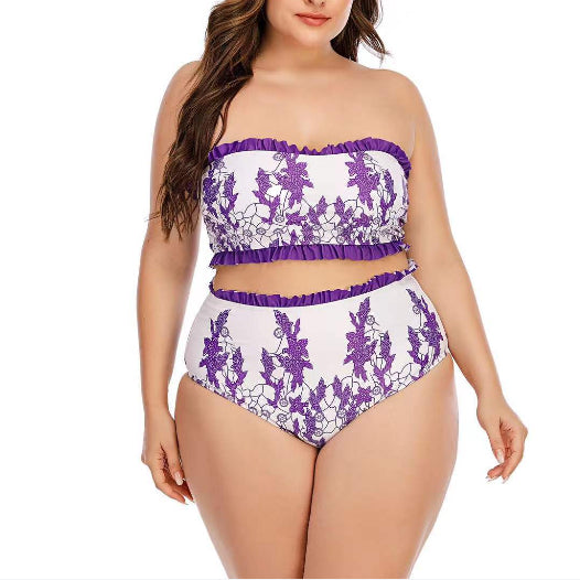 Two Piece Set High Waist Wholesale Plus Size Swimsuit Tube Top Bra Summer