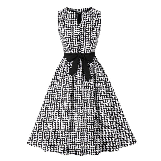 Plaid Print Sleeveless 80'S Vintage Swing Dress Wholesale Dresses