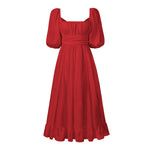 Square Neck Ruffled Swing Vintage Dress Wholesale Dresses