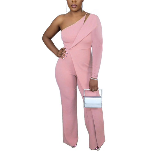 One Shoulder Long Sleeve Women Jump-Suit Wholesale Jumpsuits