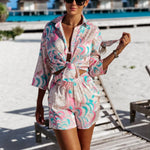 Printed Fashion Shirt Tops & Shorts Casual Resort Suits Wholesale Women'S 2 Piece Sets