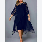 Lace Embroidered Chiffon Panel Curvy Dresses Wholesale Plus Size Clothing