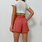 Casual Tie-up High Waist Solid Color Wholesale Shorts