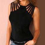 Solid Color Summer Hollow Slim Pullover Women'S Sleeveless Shirts Wholesale Tank Tops ST531386