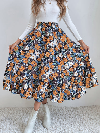 Fashion Print Mid-Length A-Line Slim Swing Wholesale Skirts