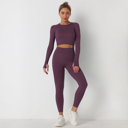 Knitted Seamless Long-Sleeved Tops & Leggings Sports Fitness Yoga Suits Wholesale Activewear Sets