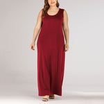 Casual O Neck Maxi Tank Dress Solid Color Sleeveless Wholesale Plus Size Clothing