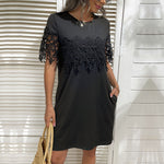 Lace Crochet Short Sleeve Black Wholesale Casual Dresses For Women Summer