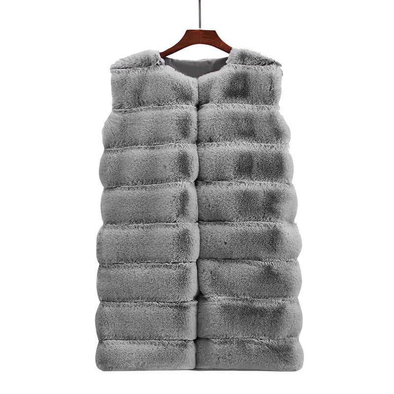 Faux Fur Sleeveless Coat Fuzzy Thicken Solid Color Wholesale Clothing For Women