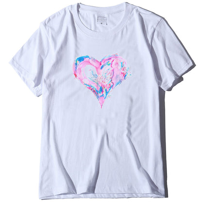 Valentine'S Day Short Sleeve Wholesale T Shirts Fashion Heart Printed