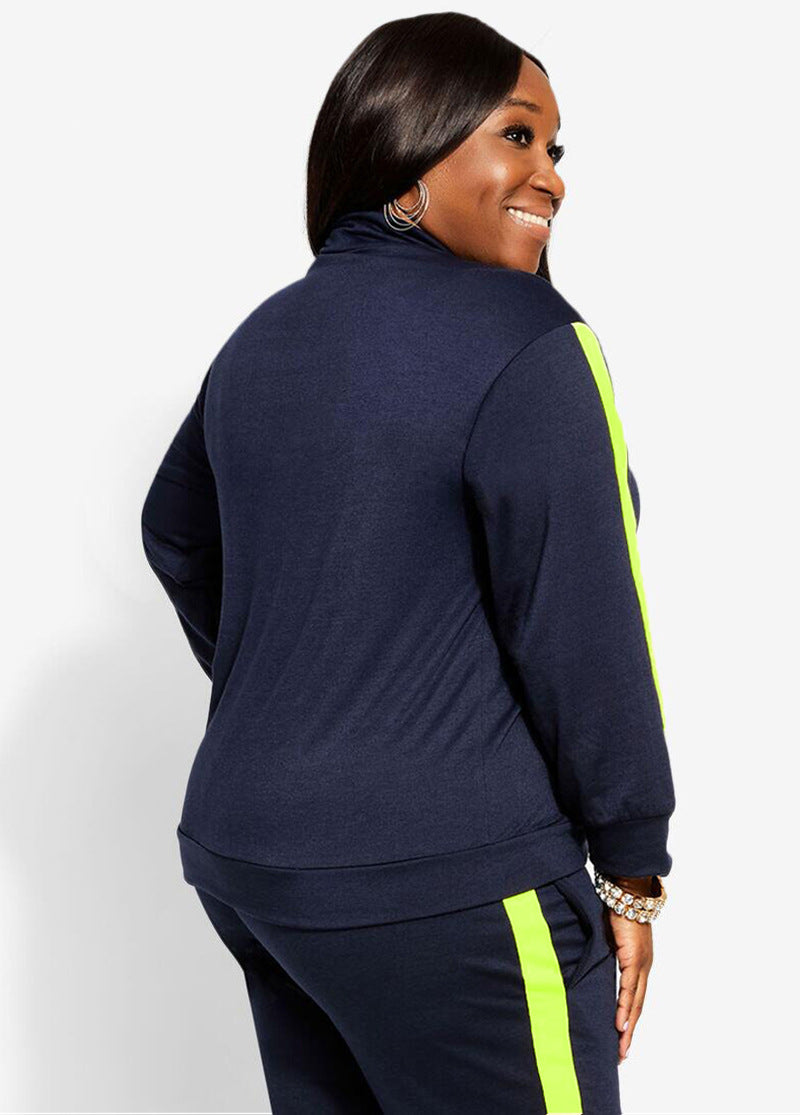 Plus Size Tracksuit Zipper Top And Trousers