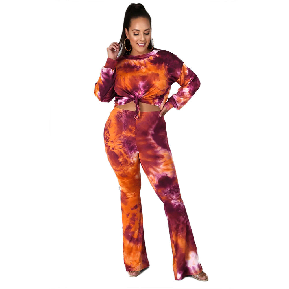 Plus Size Tie-Dye Printing Casual Slim Ladies Suit Women Wholesale