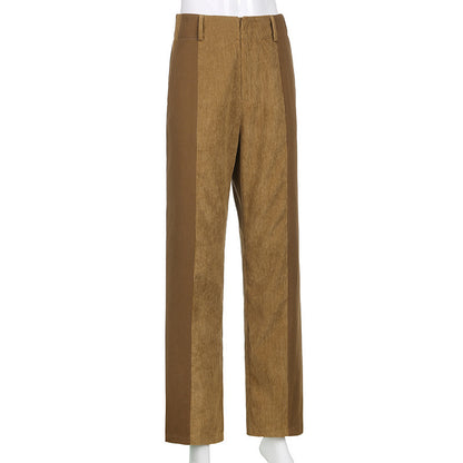 Corduroy Patchwork High Waist Wide Leg Pants