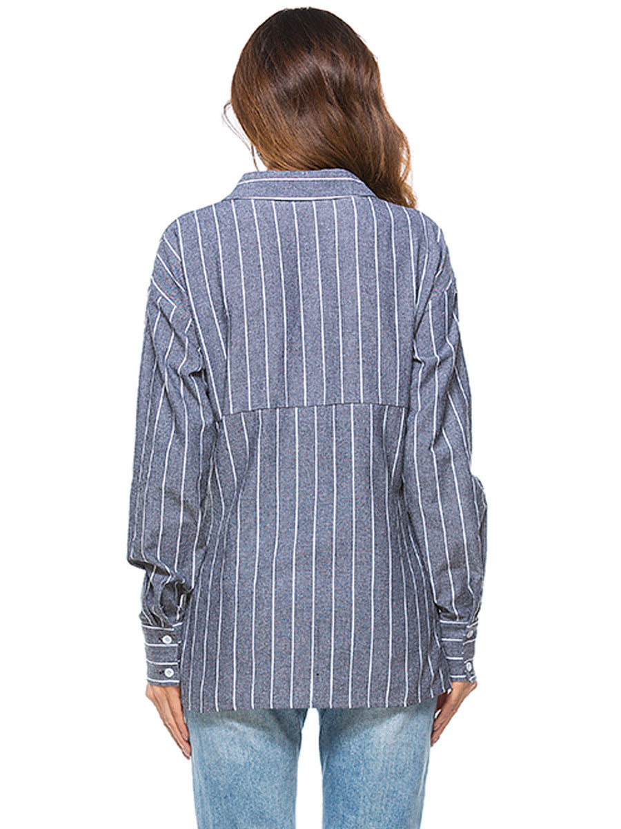 Striped Long Sleeve Shirt  Wholesale With Bow