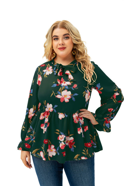 Plus Size Women Long Sleeve Printed Top Wholesale