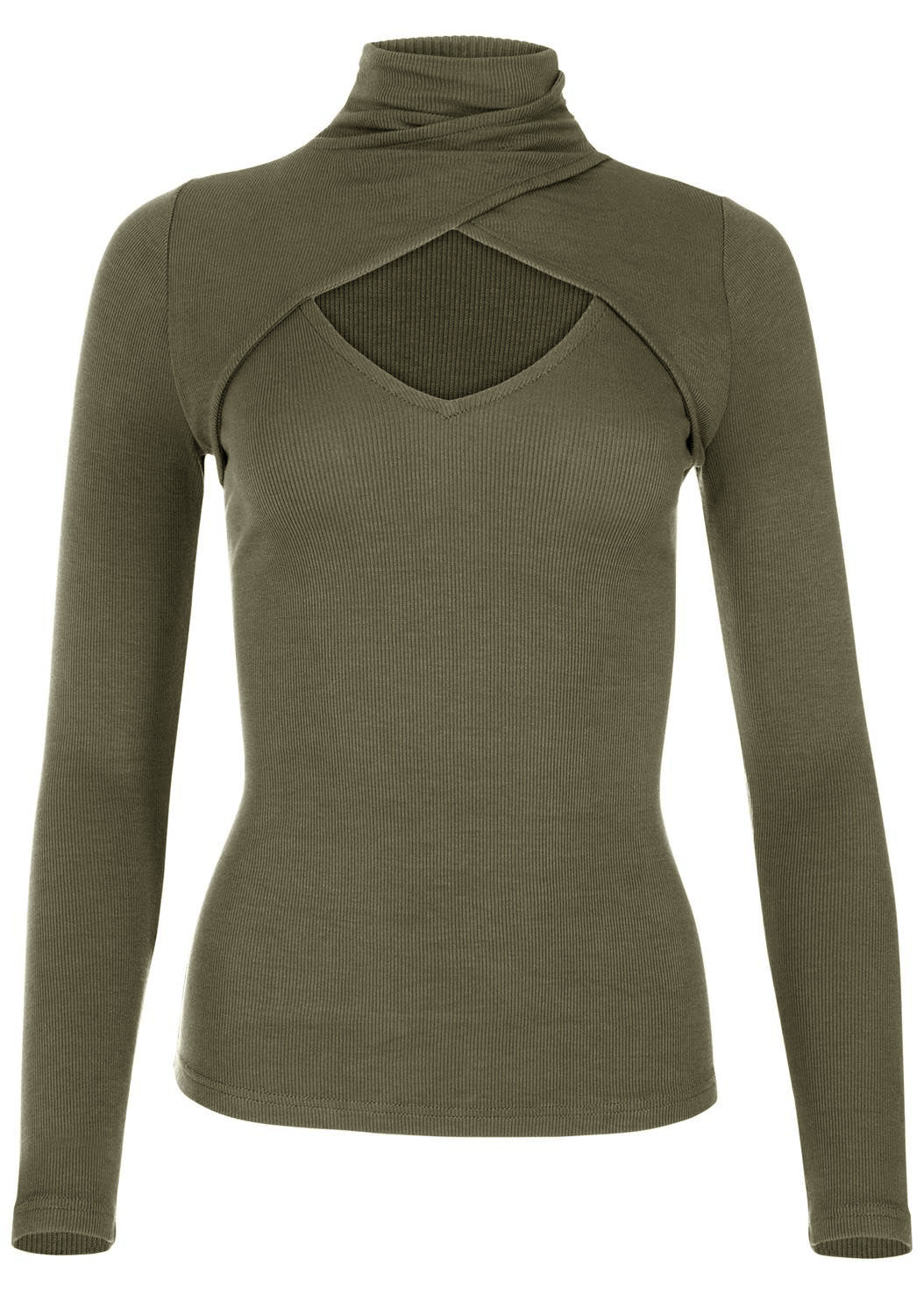 Fashion Slim Sexy Cutout High Neck Long Sleeve Threaded Tops Wholesale Women'S T Shirts