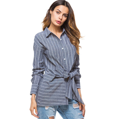 Striped Long Sleeve Shirt  Wholesale With Bow