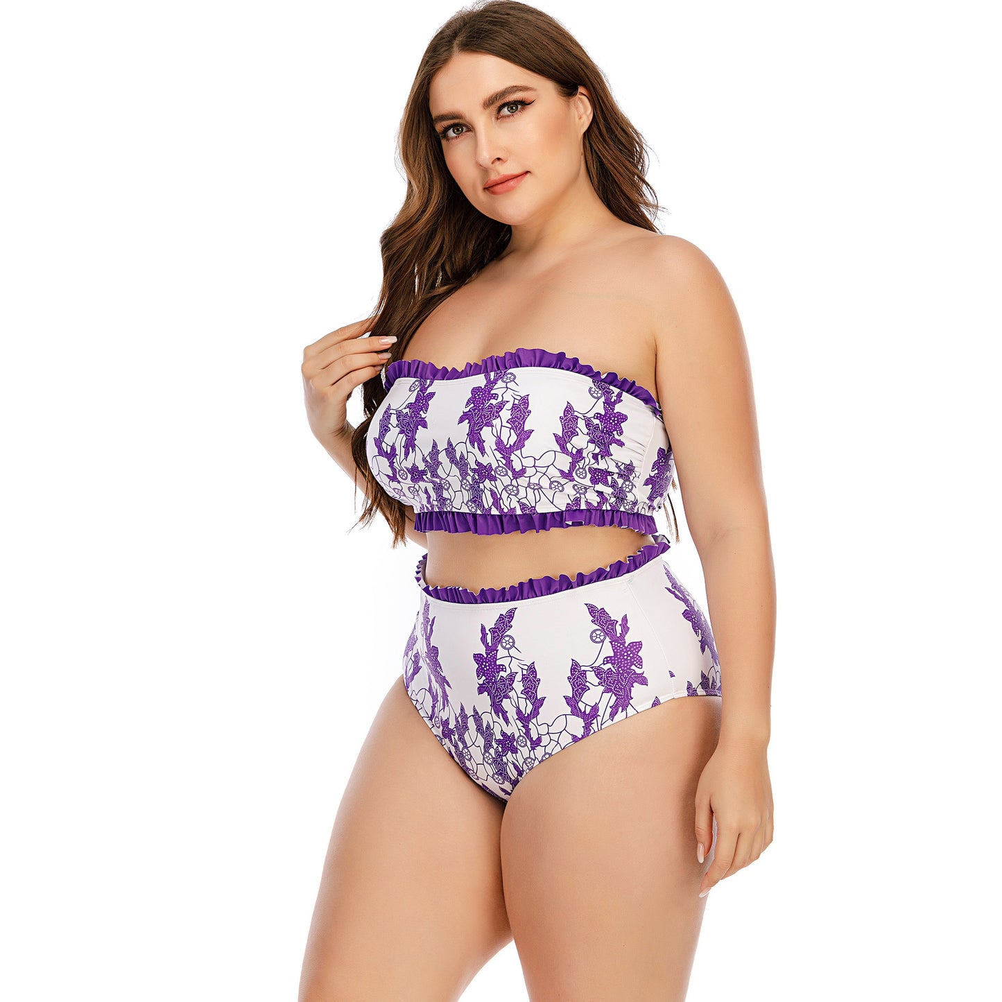 Two Piece Set High Waist Wholesale Plus Size Swimsuit Tube Top Bra Summer