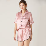 Printed Short Sleeve T Shirts & Shorts Satin Pajama Sets Homewear Wholesale Loungewear