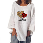 Love Print Loose Cotton Linen T-Shirt Women Wholesale