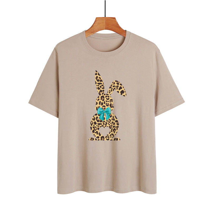 Happy Easter Leopard Print Wholesale T-shirts Tops ST203823