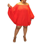 Plain Off Shoulder Bubbled Dress Large Size