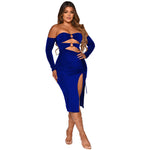 Off Shoulder Solid Color Sexy Bodycon Tight Pleated Fork Dress Women'S Clothing Vendors Wholesale