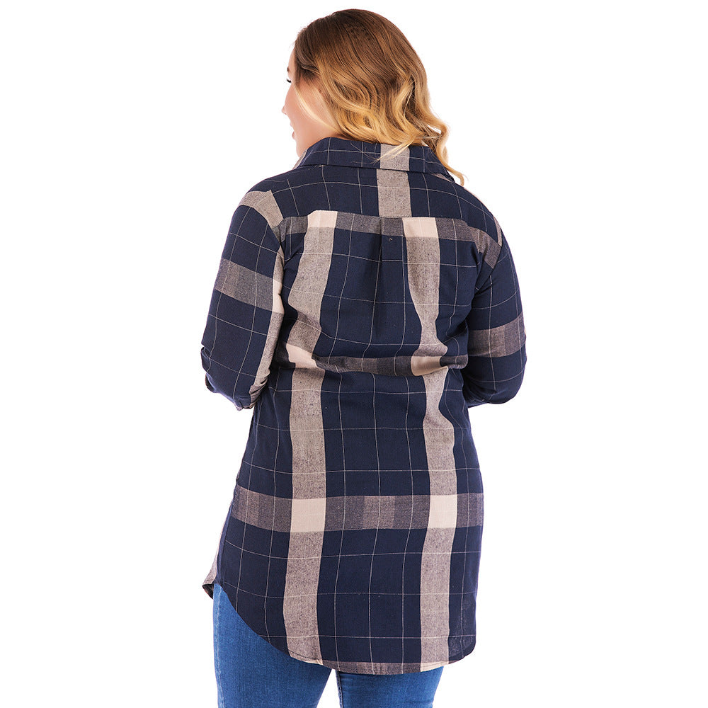 Checked Plus Size Blouse For Women