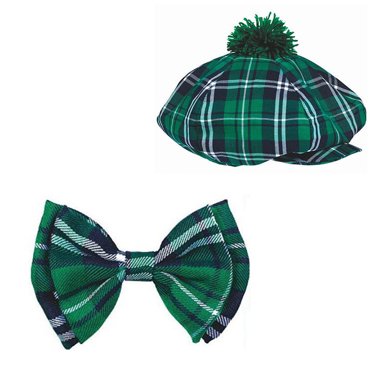 Green Plaid Hat + Bow Tie Set Two Piece Sets For St. Patrick'S Day Wholesale Womens Hats