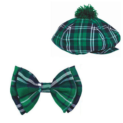 Green Plaid Hat + Bow Tie Set Two Piece Sets For St. Patrick'S Day Wholesale Womens Hats