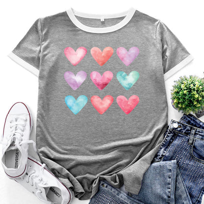 Heart Print Short Sleeve Wholesale T-shirts For Women Summer