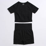 Women Sports Suit Pure Color Short-sleeved Shorts Wholesale Activewear Sets