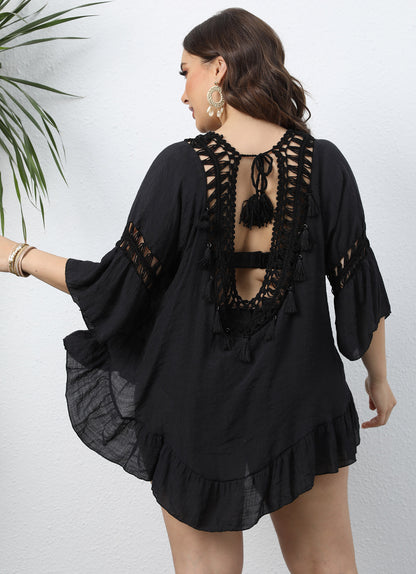 Crochet Tassel Hollow Out Wholesale Plus Size Bikini Cover Up