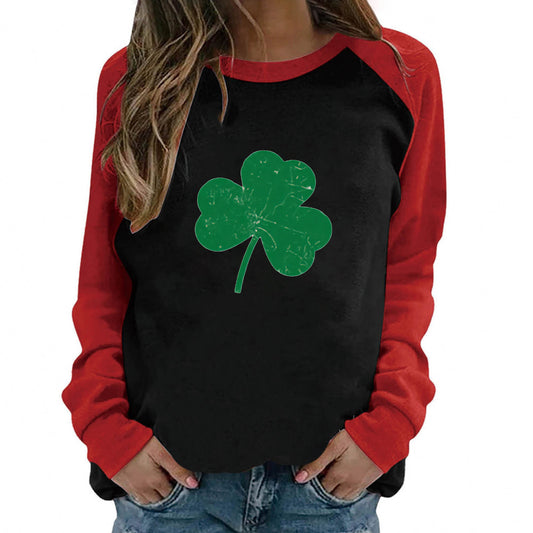 St Patricks Day Shamrock Printed Wholesale Blouses Long Sleeve