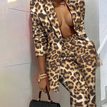 Wholesale Women Suits Set Leopard Slim Blazers + Harem Pants-03