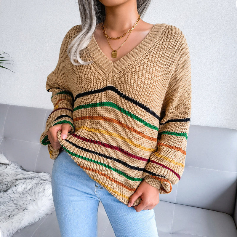 Rainbow Striped Wholesale Women Sweater