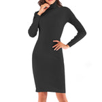 Plain Turtle Neck Wholesale Knitted Dress