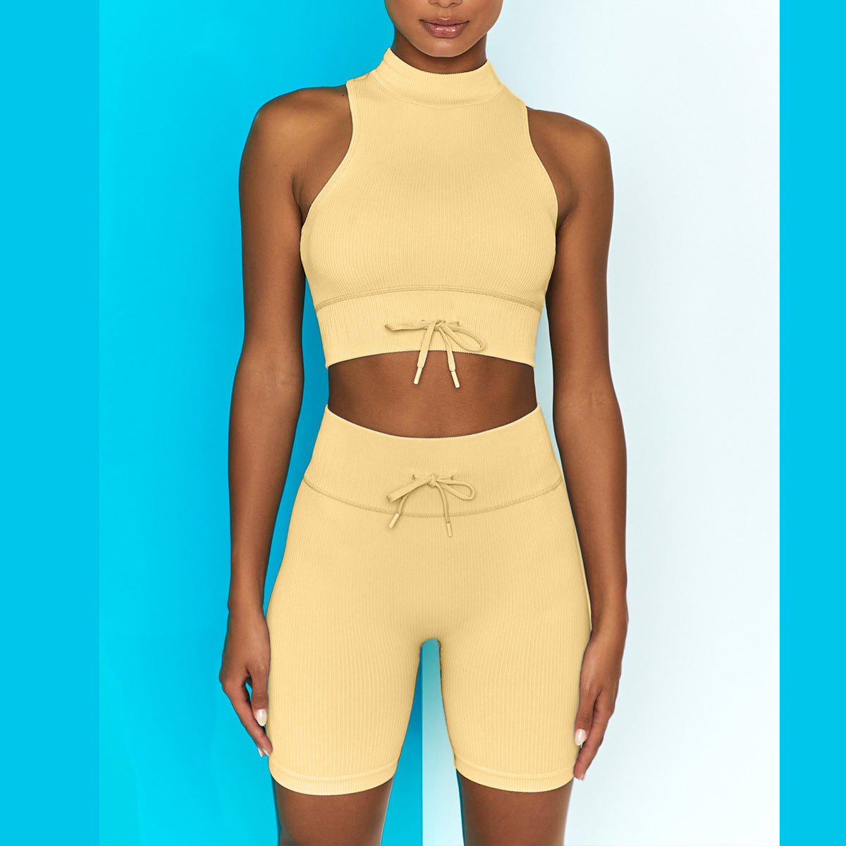 Mock Neck Tank Top ＆ Shorts Sport Pants