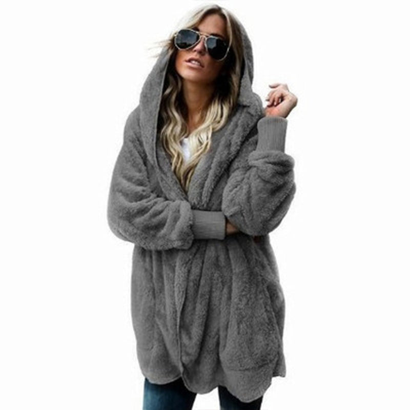 Solid Color Cardigan Anti-Fur Coat On Both Sides Wholesale