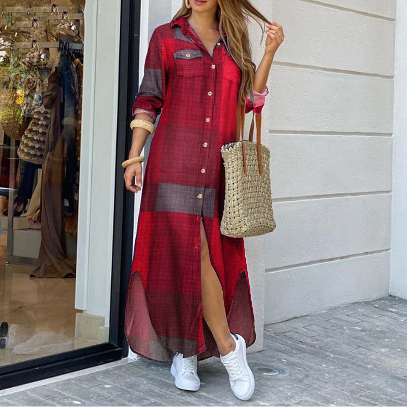 Print Casual Maxi Dresses Long Shirt Dress Women's Clothing Online